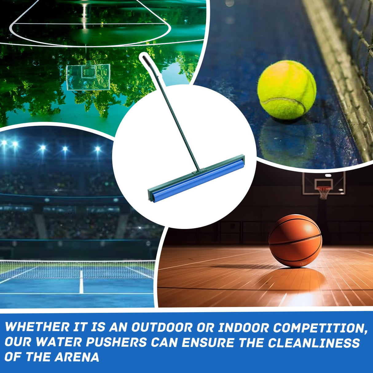 Suclain Tennis Court Squeegee 36 Inch PVA Foam Tennis Sponge Roller Lightweight Removes Water Quickly Clear Floors Tool for Tennis Basketball Sports Courts Garages(Blue,2pcs)