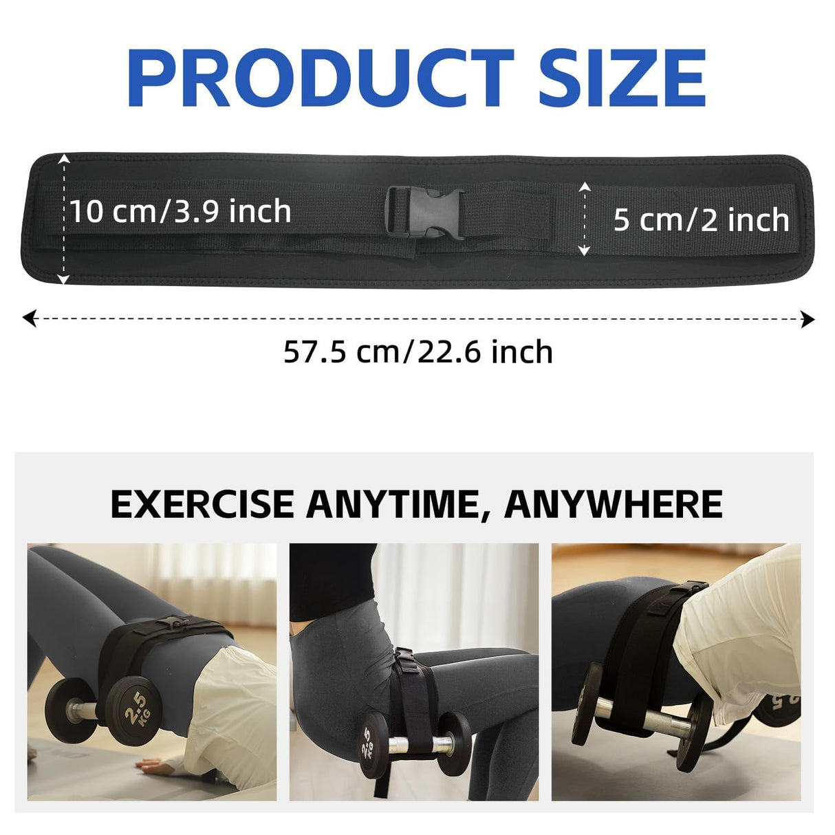 QCBF Exercise Hip Thrust Belt - Easy to Use With Dumbbells, Kettlebells, or Plates, Slip-Resistant Padding that Protects Your Hips For the Gym, Home Workouts