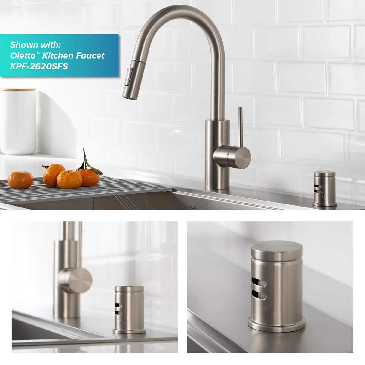 KRAUS Dishwasher Air Gap in Spot Free All-Brite™ Stainless Steel, KAG-1SFS