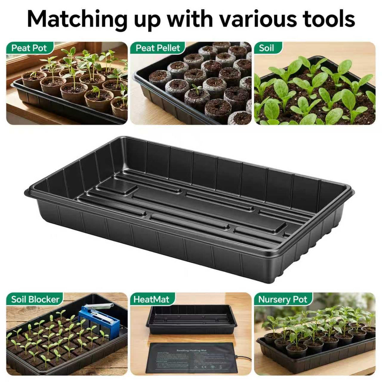 EXTYQWC 10 Plant Growing Trays,Plant Tray, Seed Tray, Seedling Tray, Propagation Tray, Plant Trays for Seedlings, Planting Trays, Seedling Starter Tray(No Drain Holes)