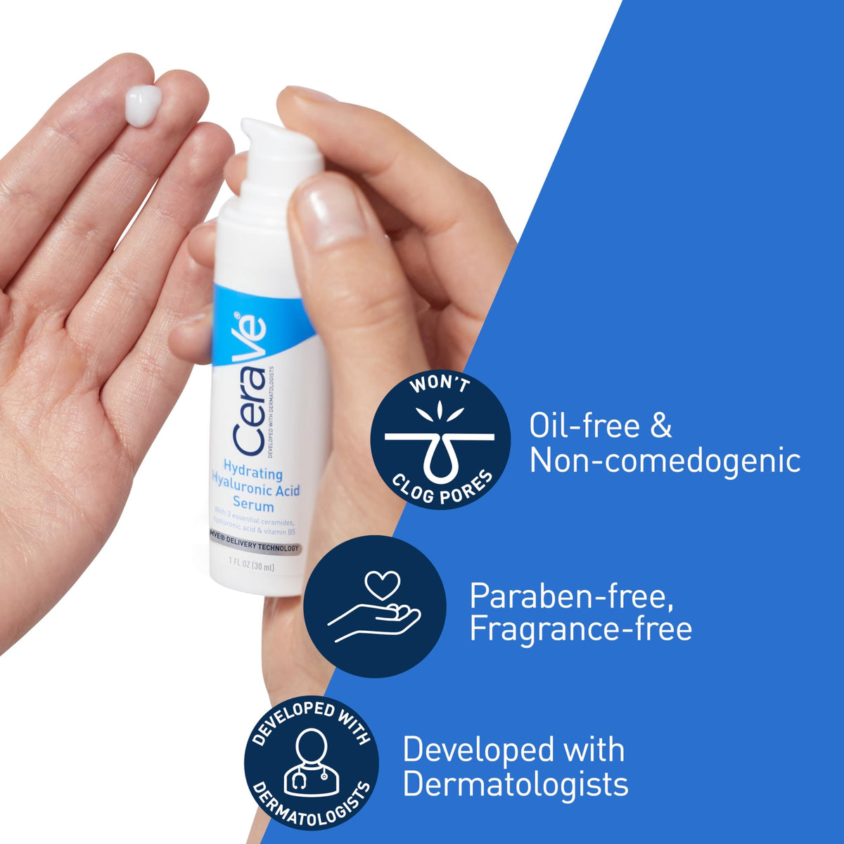 CeraVe Hyaluronic Acid Serum for Face, Hydrating Serum for Dry Skin, 1oz