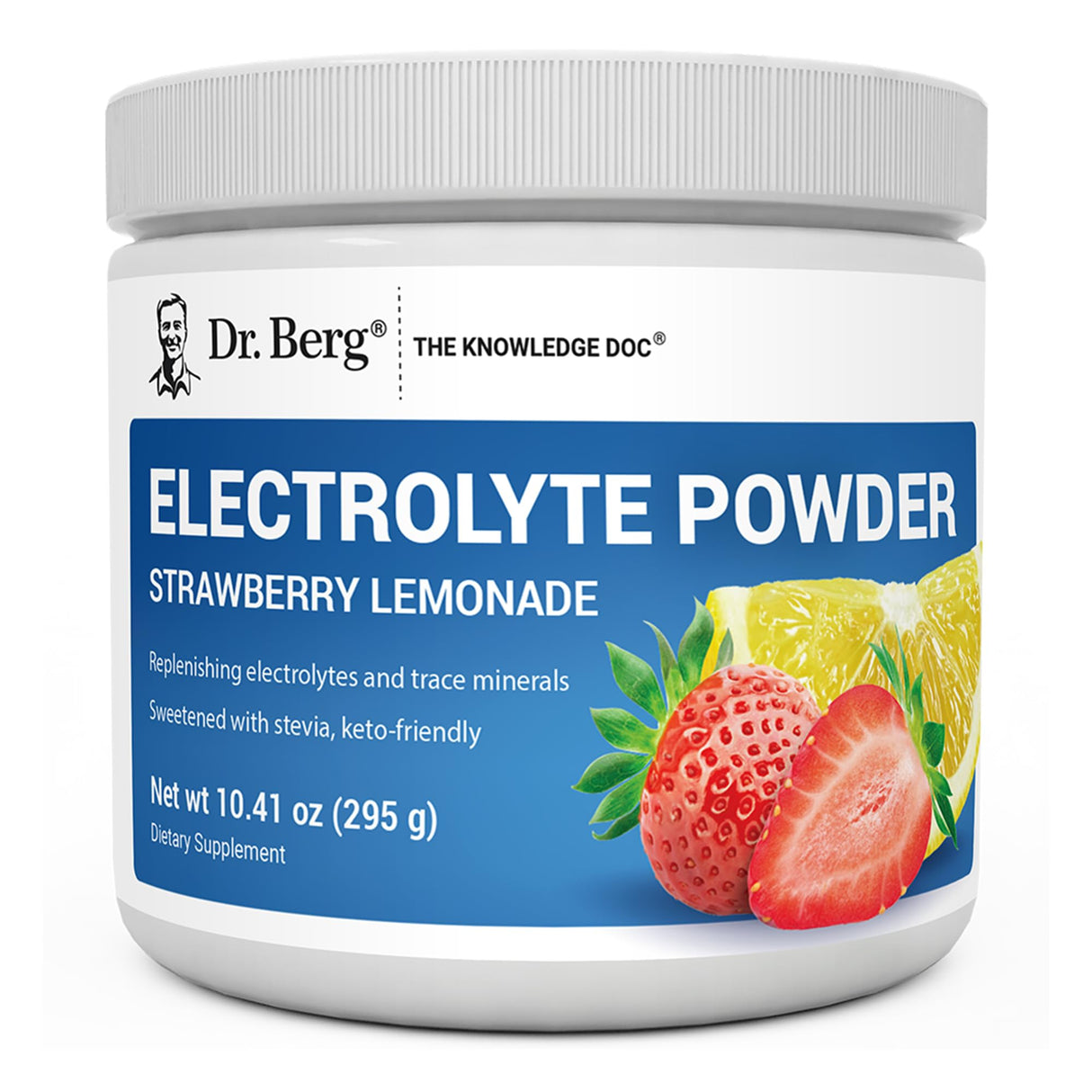 Dr. Berg Zero Sugar Hydration Keto Electrolyte Powder - Enhanced w/ 1000 mg of Potassium & Real Pink Himalayan Salt (NOT Table Salt) - Strawberry & Lemonade Hydration Drink Supplement - 50 Servings