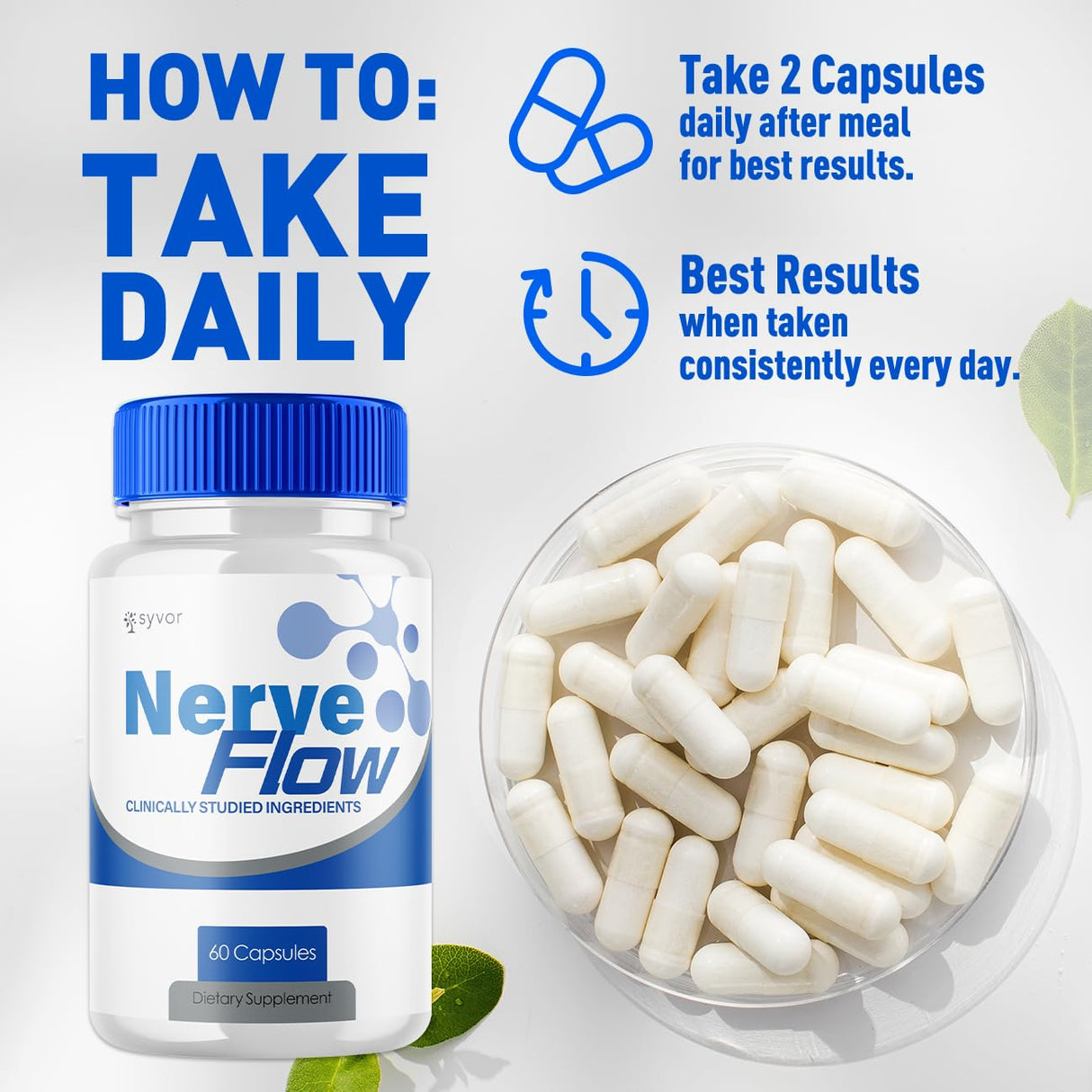 (3 Pack) Nerve Flow Capsules, Official Nerve Flow Pills Made with All Natural Ingredients, Maximum Strength NerveFlow Sciatic Support Supplement with Advanced Vitamins for Women & Men (180 Capsules)