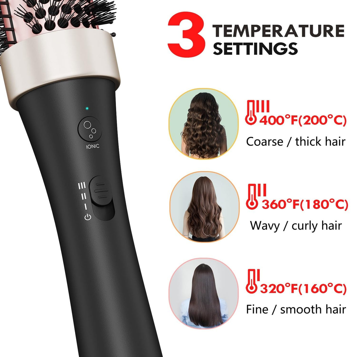 Ionic Thermal Brush Curling Iron Brush Heat Hair Curling Brush with Ceramic Tourmaline Hair Styling Brush 1.5 Inch Heated Round Hair Brush Dual Voltage Hot Brush for Volume Hair Curler