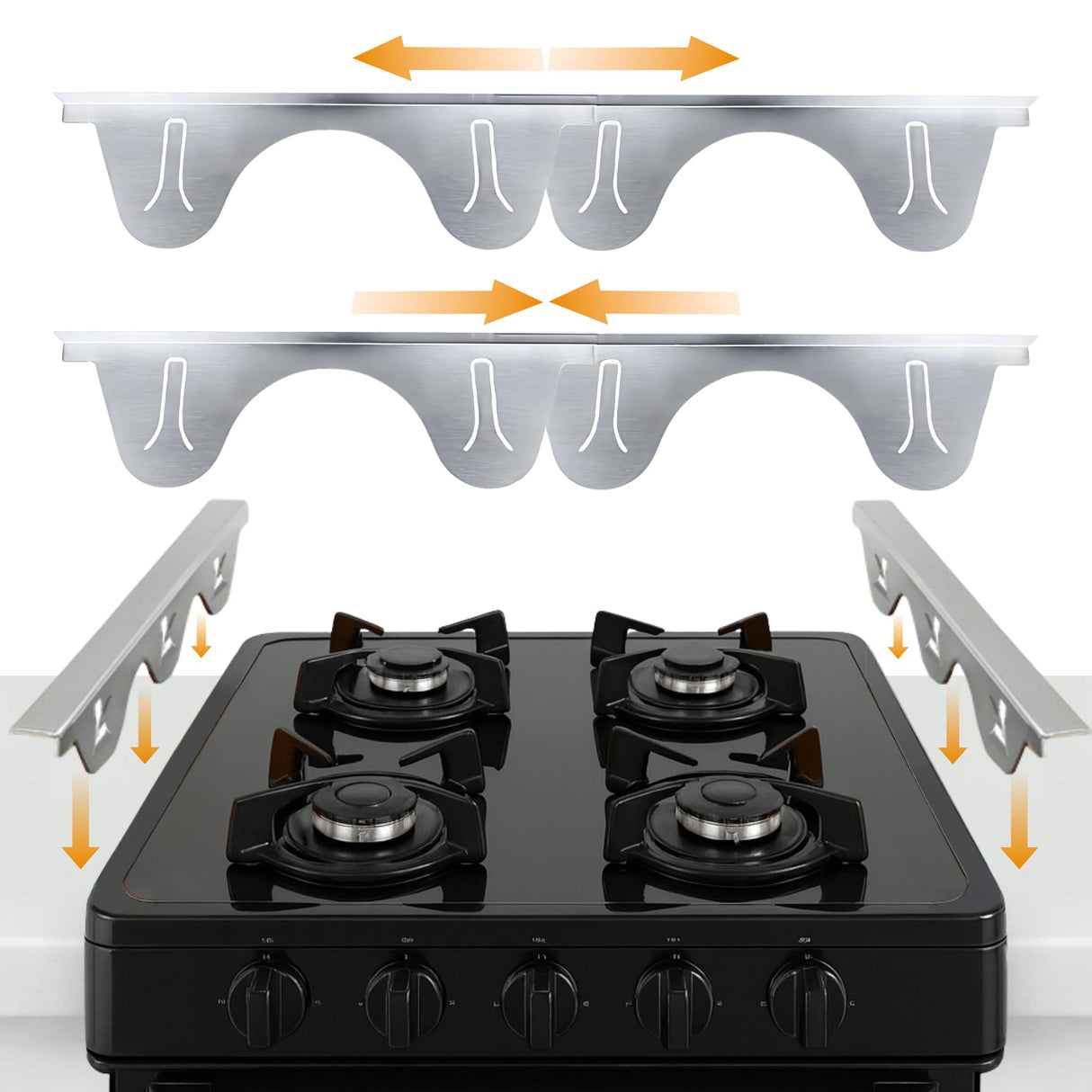 Linda’s Essentials Stainless Steel Stove Gap Covers (2 Pack) Adjustable Length 13.8" to 27.5" Stainless Steel, Steel Adjustable Gap Covers, Counter, Oven & Stove Gap Filler