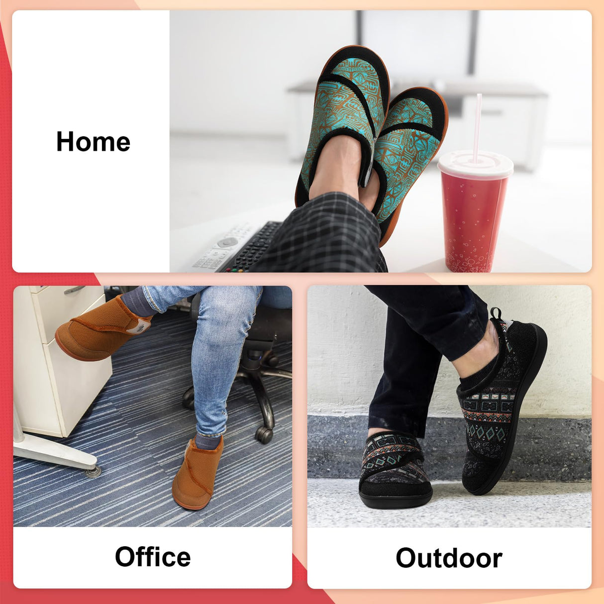 LeIsfIt Mens Slippers Wide House Shoes Adjustable Diabetic Shoes Arthritis Swollen House Slippers Indoor Outdoor Black Size 9.5