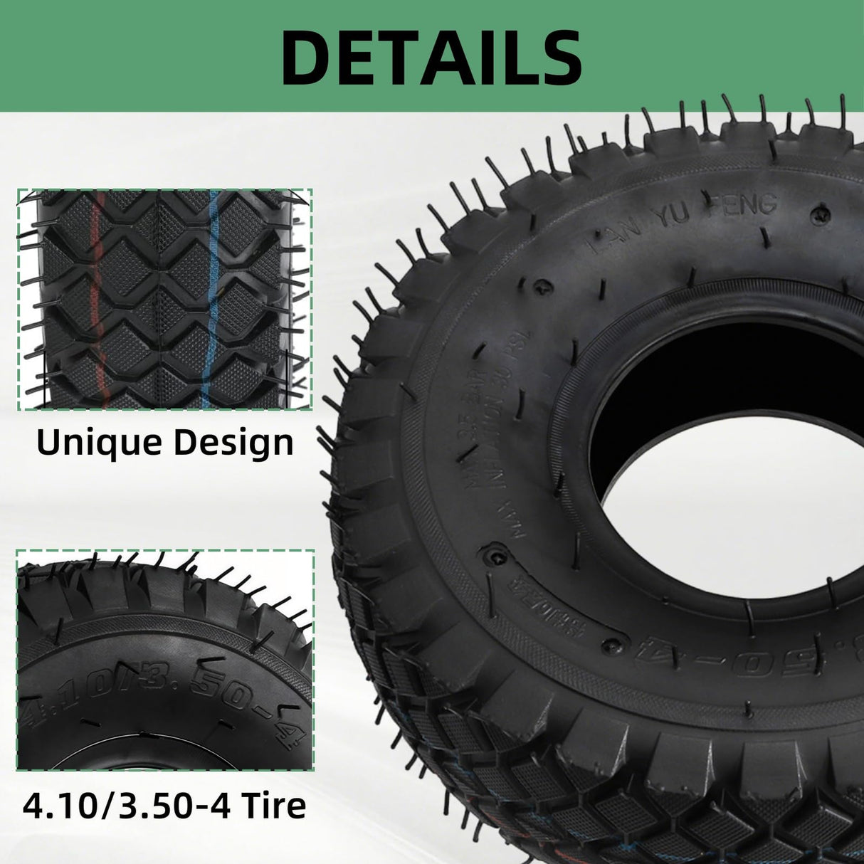 Covzoe 2 Set 4.10/3.50-4 Tire and Inner Tube with Bent Valve Stem
