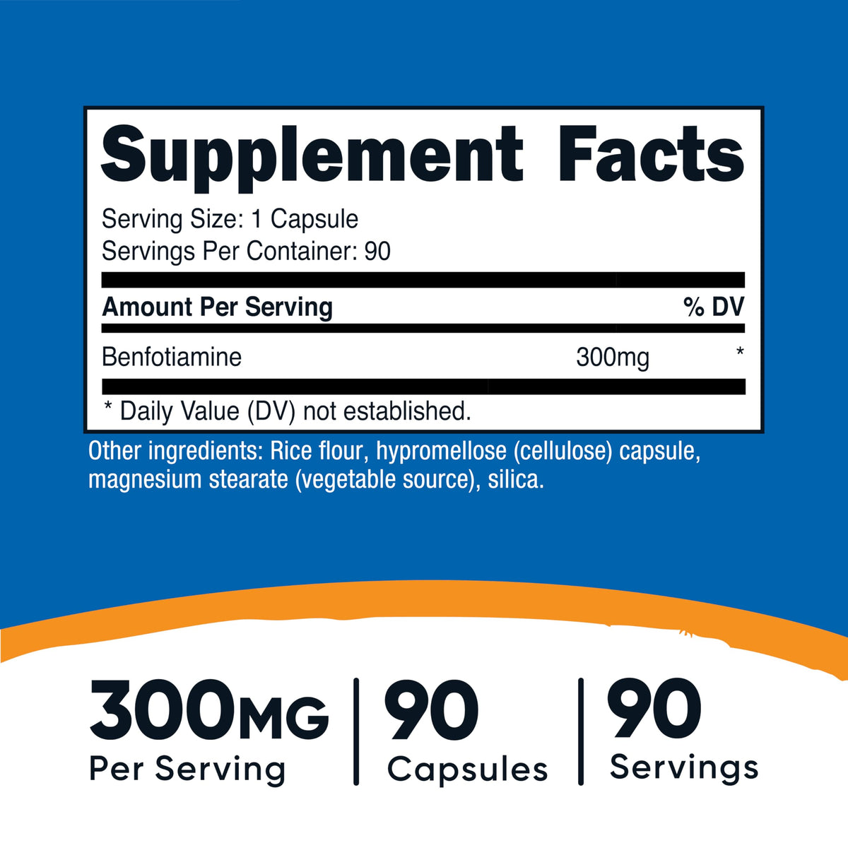 Nutricost Benfotiamine 300mg, 90 Capsules, Fat Soluble Vitamin B1, GMO-Free