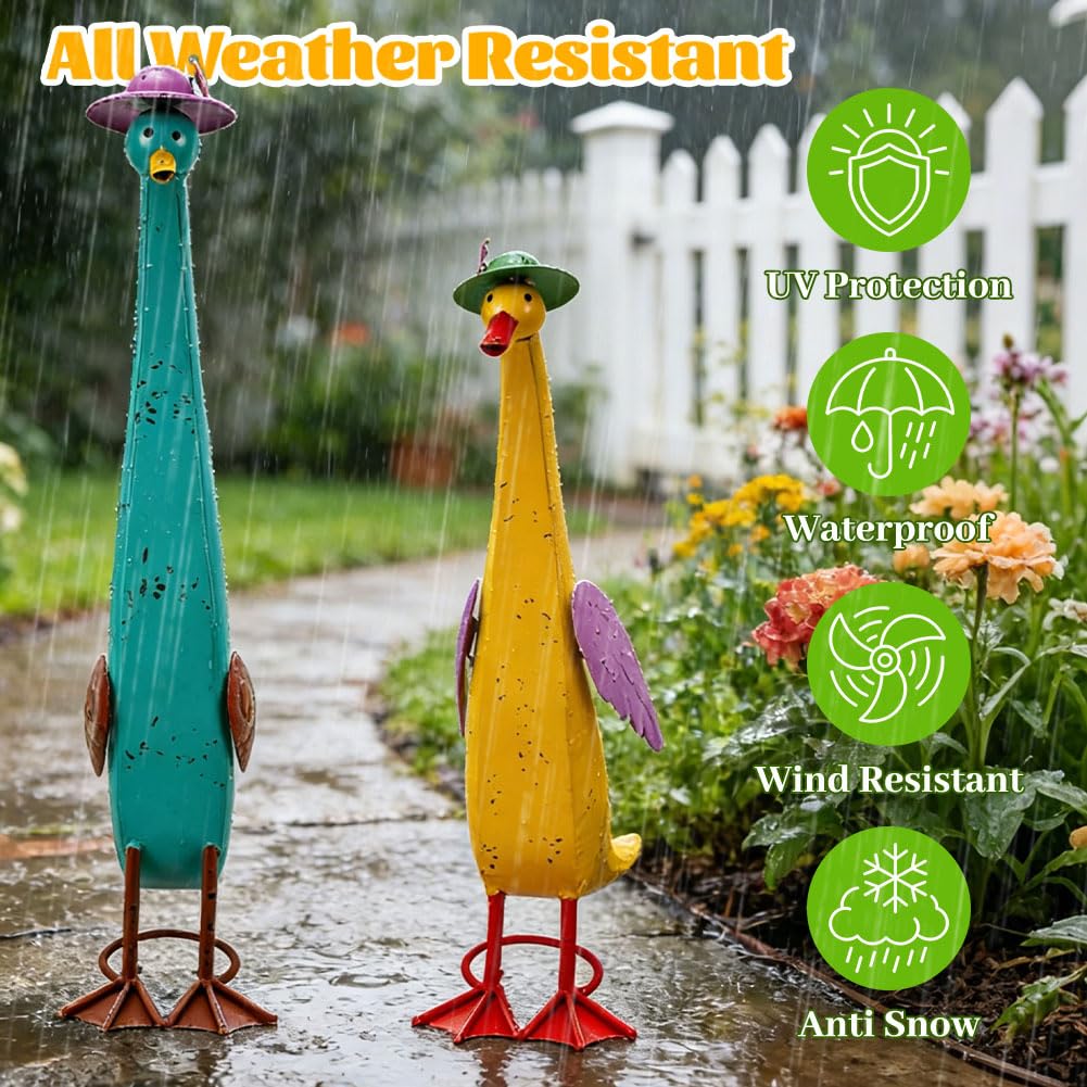 The Aura Collective 22" Duck Garden Statue Set of 2 Metal Ducks