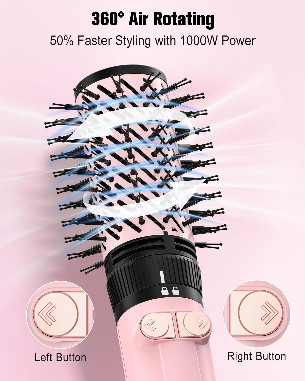 Farery 4-in-1 Rotating Blow Dryer Brush Set | Oval Volumizing Barrel, 1.5" & 2" Rotating Brushes, and Diffuser | All-in-One Hot Air Brush for Fast Drying, Volumizing, and Smoothing