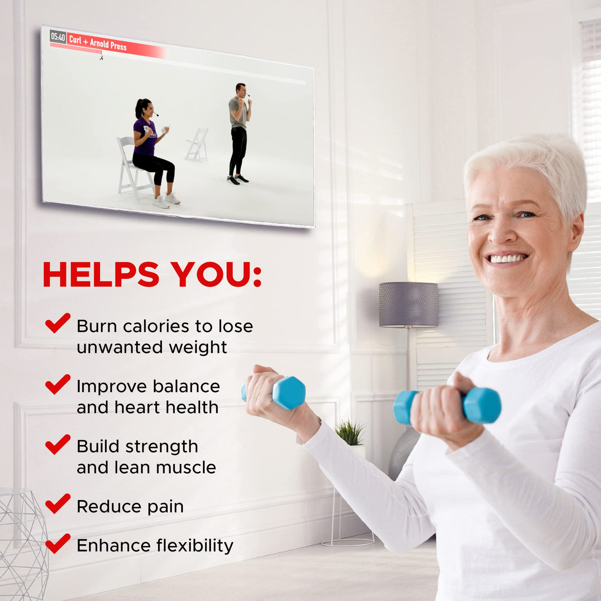 HASfit Exercises for Seniors DVD - 4 Discs - 16 Senior Workouts for Balance, Weight Loss, Flexibility, Cardio, Strength, Yoga Fitness, Seated Chair Exercise For Beginners, Elderly - 3 Programs