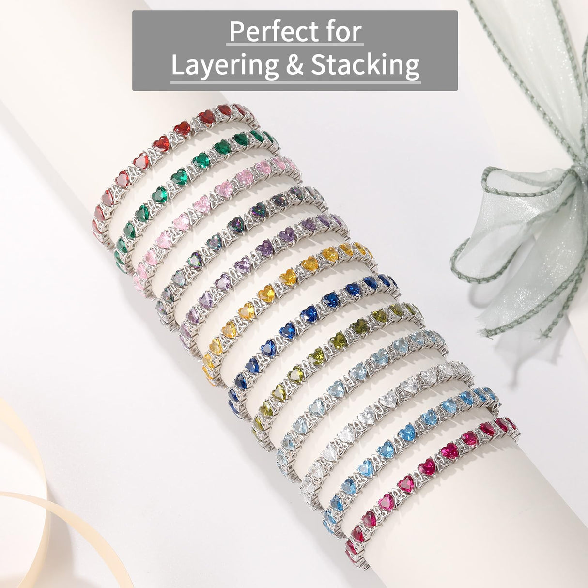 ETERMBOL June Birthstone Tennis Bracelets for Women