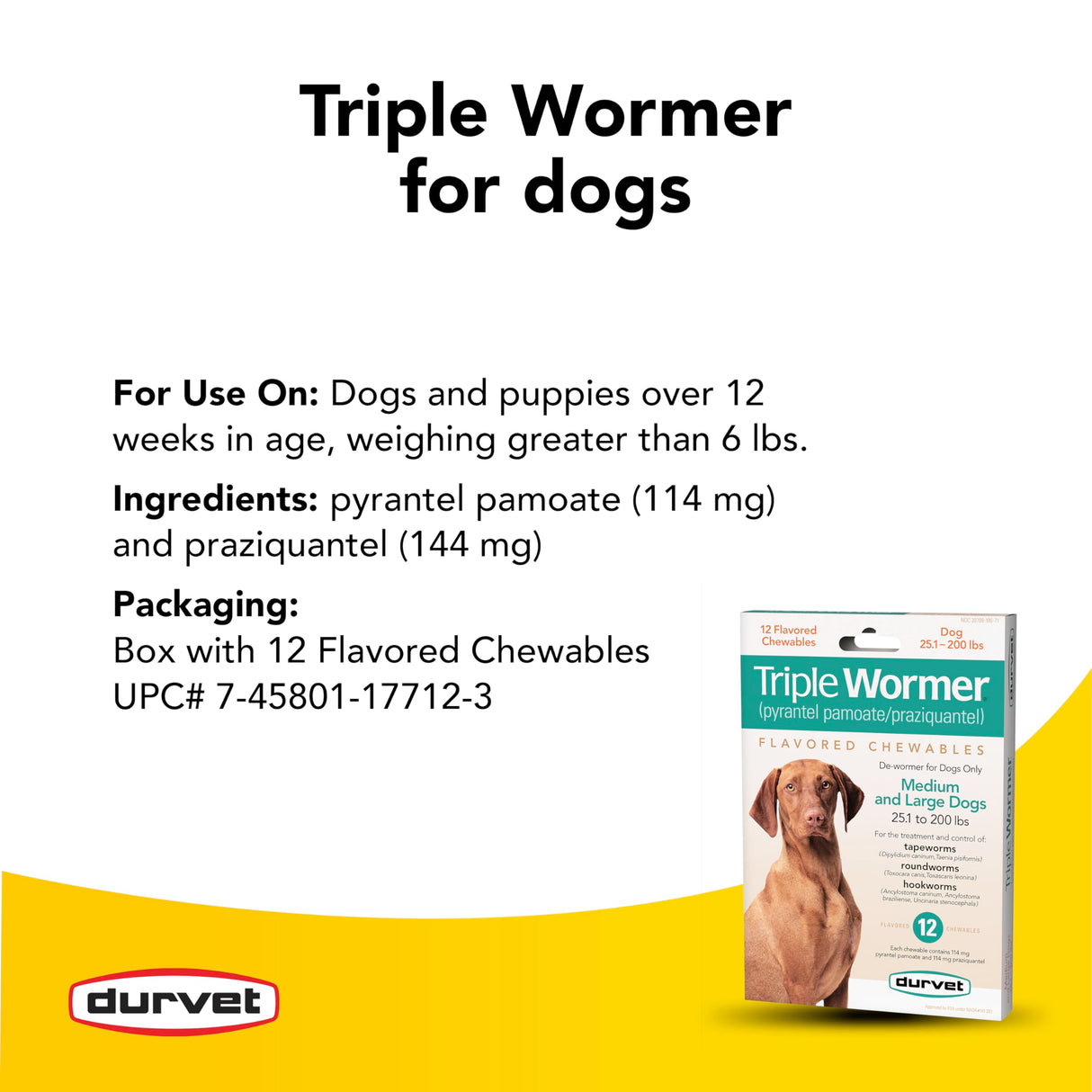 2 Pack Durvet Triple Wormer for Medium and Large Dogs