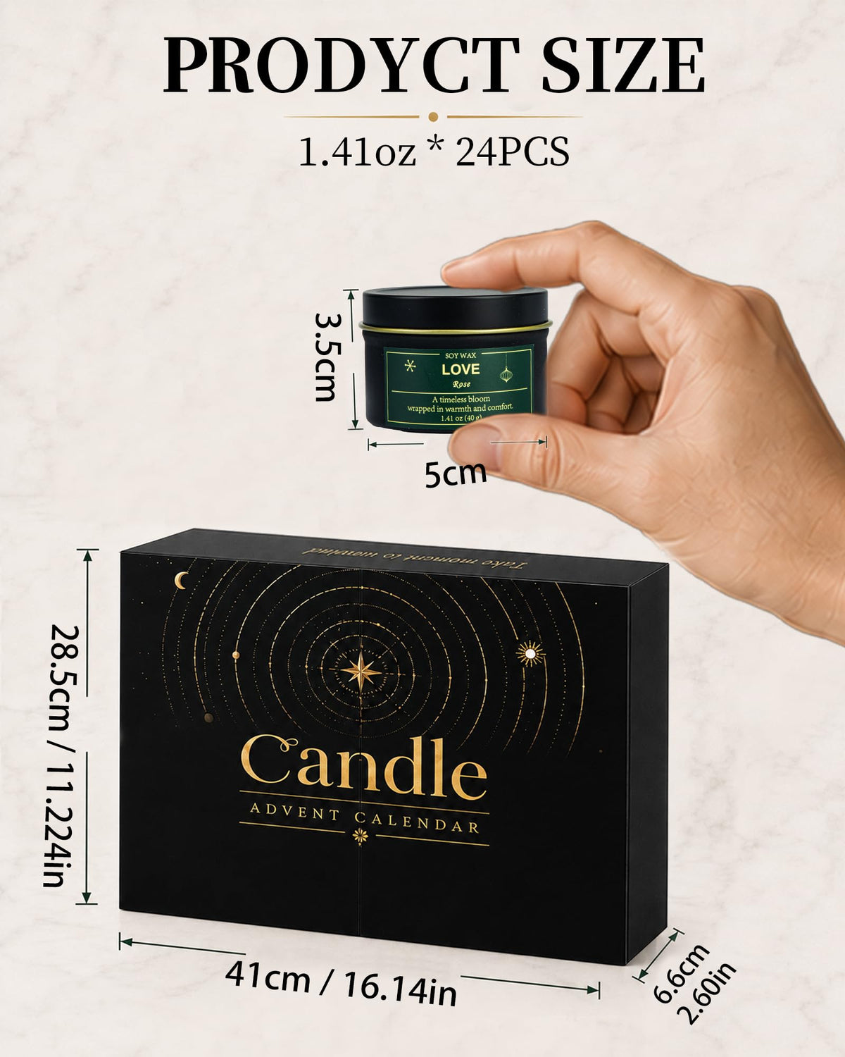 Healing Candle Advent Calendar 2026, 24-Day Christmas Countdown for Women