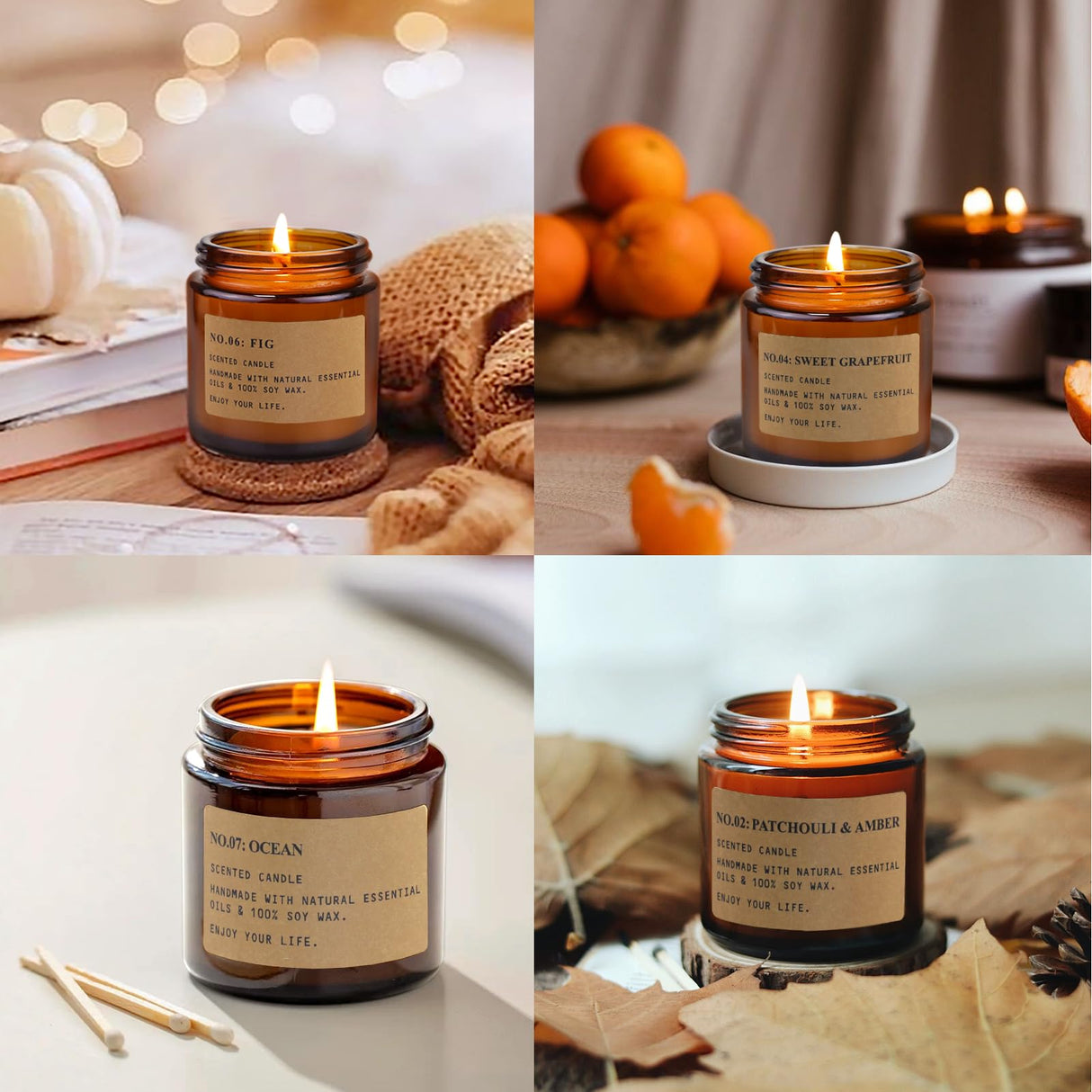 8 Pack Candles for Home Scented,Aromatherapy Jar Candle Gifts for Women, Natural Soy Wax Amber Candle Set, Scented Candles Set for Birthday Valentine Thanksgiving Christmas Day Present