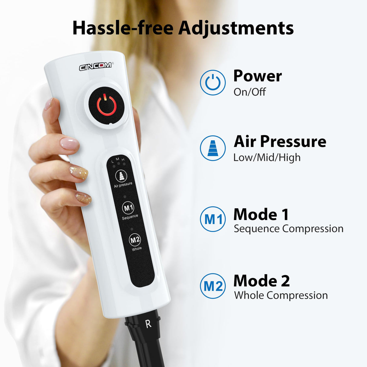 CINCOM Leg Massager for Circulation and Pain Relief, Air Compression Foot and Calf Massager Helpful for Relaxation, Swelling and Edema Gifts for Mom and Dad (with 2 Extensions) - FSA HSA Eligible