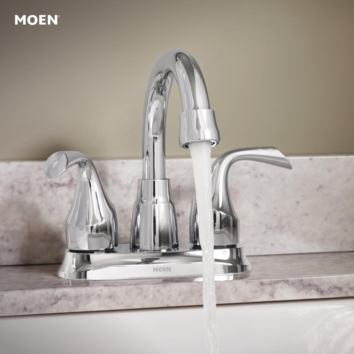 Moen Idora Chrome Two-Handle Centerset Bathroom Sink Faucet with Drain Assembly, 84115
