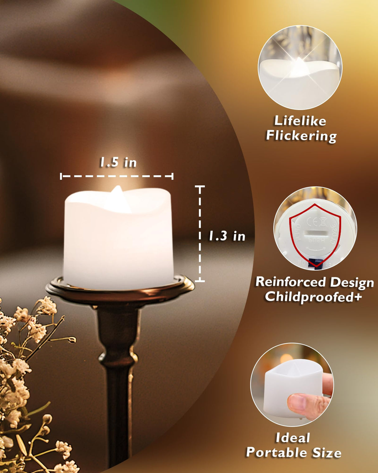Homemory Timer Tea Lights Candles Battery Operated, 6H Timer Built-in, Auto On Daily, Flameless LED Tealight Votives for Table Centerpieces, Lantern, Holiday Decor, Cool White, No Remote, 24-Pack
