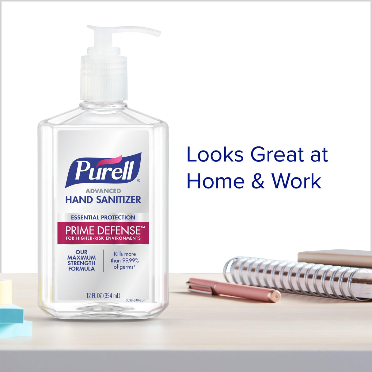Purell Prime Defense Advanced Hand Sanitizer, Essential Protection, 12 fl oz Pump Bottles (Pack of 4) - 3699-06-EC2