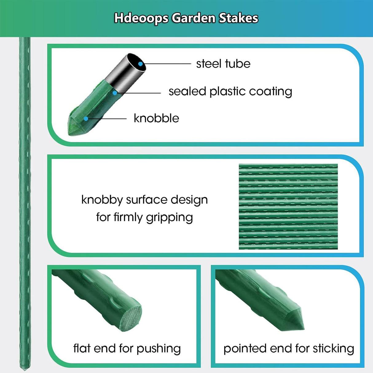 Garden Stakes, 48 Inch 4Ft Steel Tomato Plant Stakes, 20 Pack