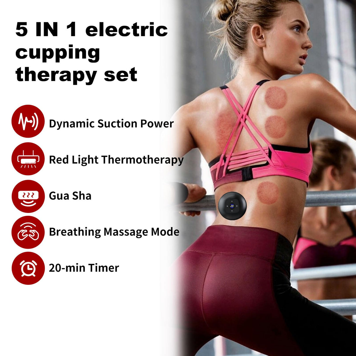 DeeWaves Smart Cupping Massage Therapy Set 2 Pcs, Electric Therapy Massager Kit, Therapy Device, Gua Sha Massage Tool for Pain Relief, Neck Shoulder Back Muscle Soreness (Black)