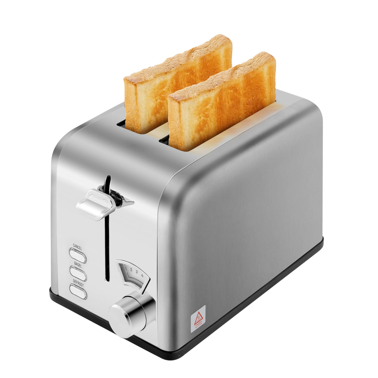 HealSmart 2 Slice Stainless Steel Toaster with Extra Wide Slot & Removable Crumb Tray, 5 Shade Setting and Bagel/Defrost/Cancel Function, Retro Compact Oven, for Various Bread & Waffle, Silver