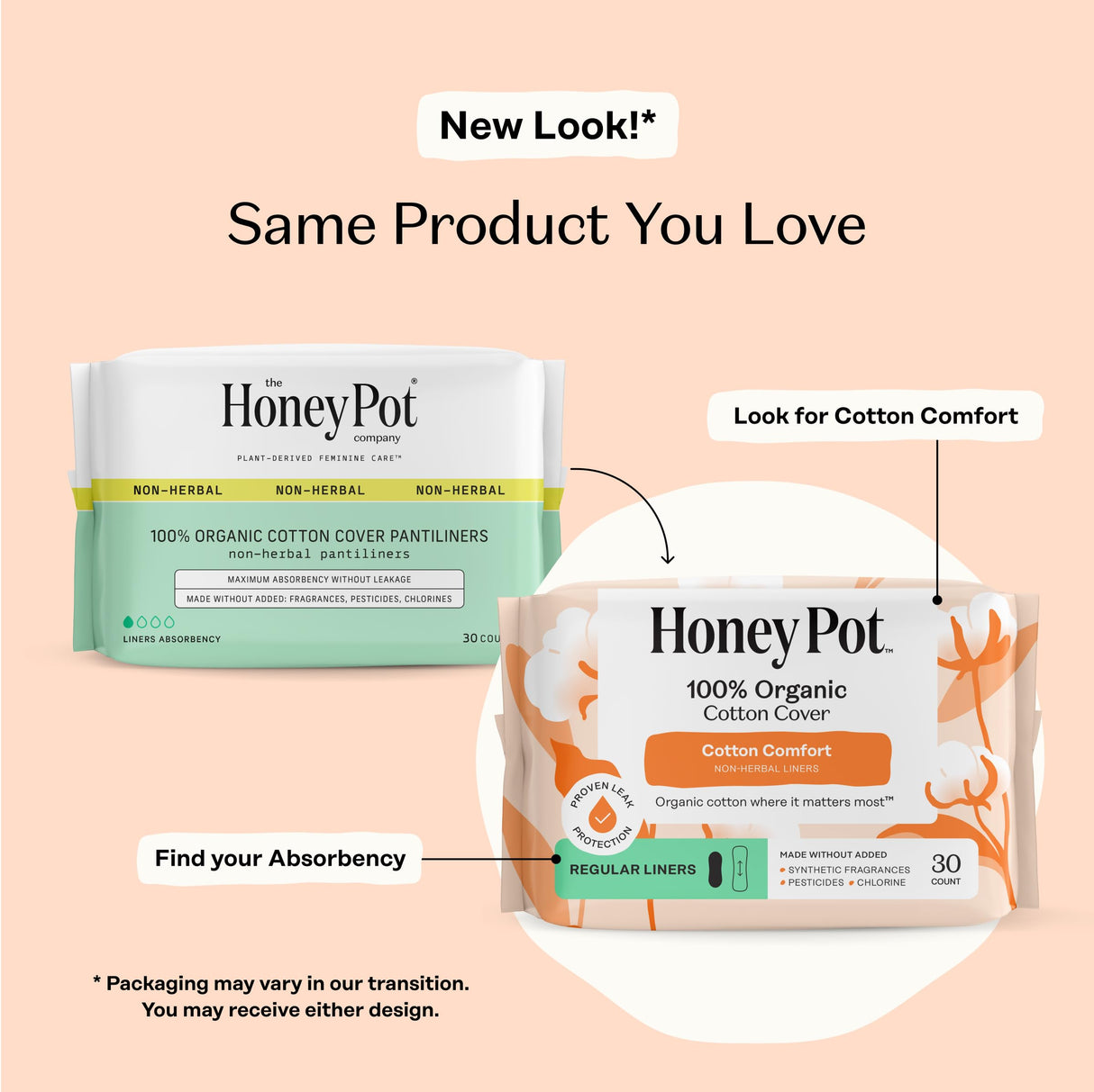 The Honey Pot Company - 120ct - Non-Herbal Everyday Panty Liners for Women - Organic Cotton Cover & Ultra-Absorbent Pulp Core - Sanitary Pads - Feminine Care - FSA & HSA Eligible