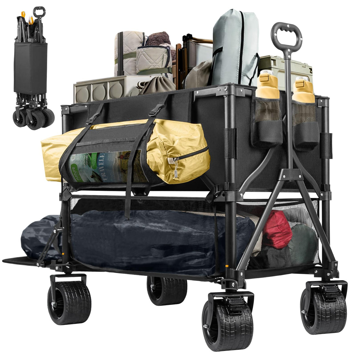 Double Decker Wagon 600lb Capacity & 400L Collapsible Sports Wagon