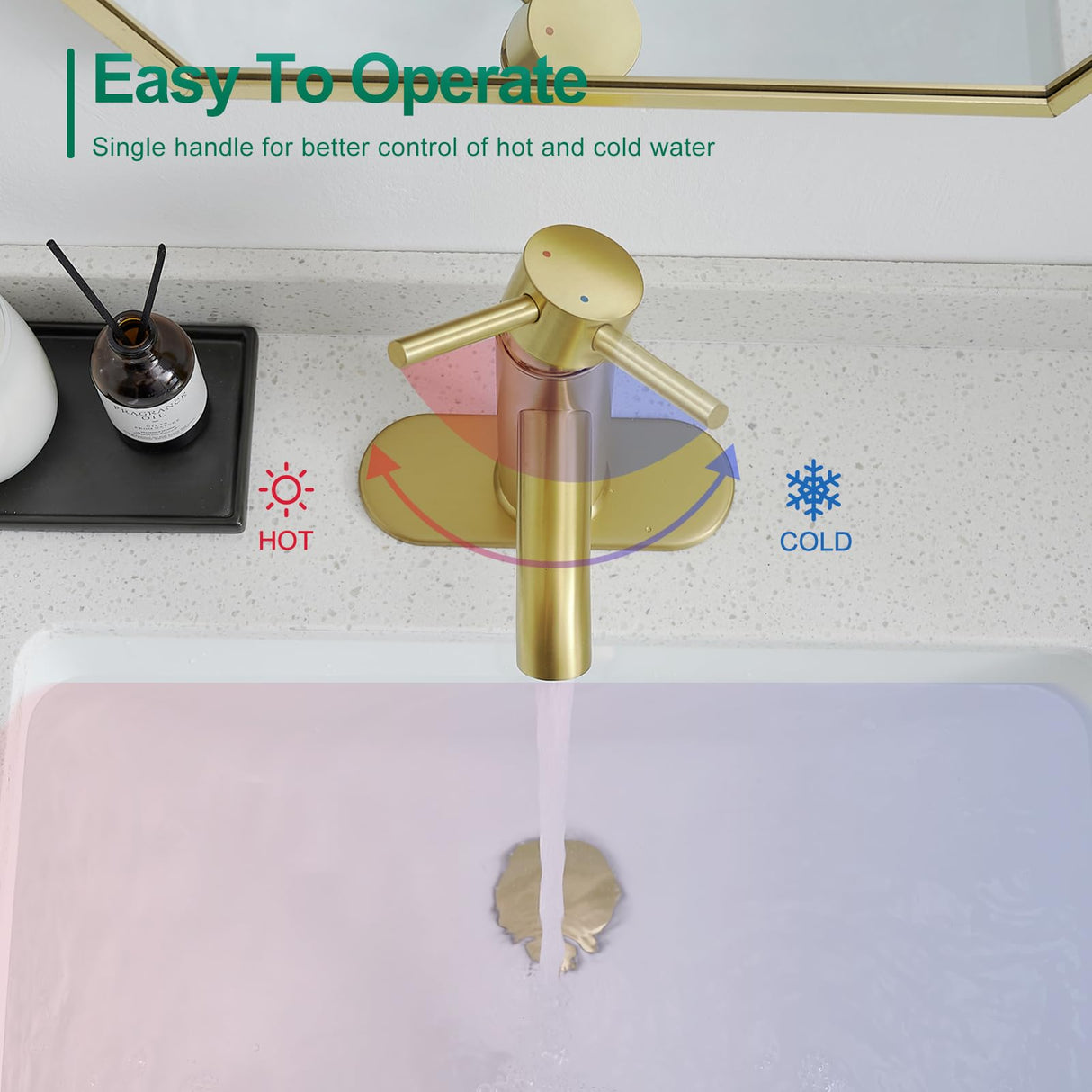 VOTON Vessel Sink Faucet Brushed Gold Tall Bathroom Faucets Single Handle One Hole Rv Vanity Lavatory Bathroom Sink Faucet