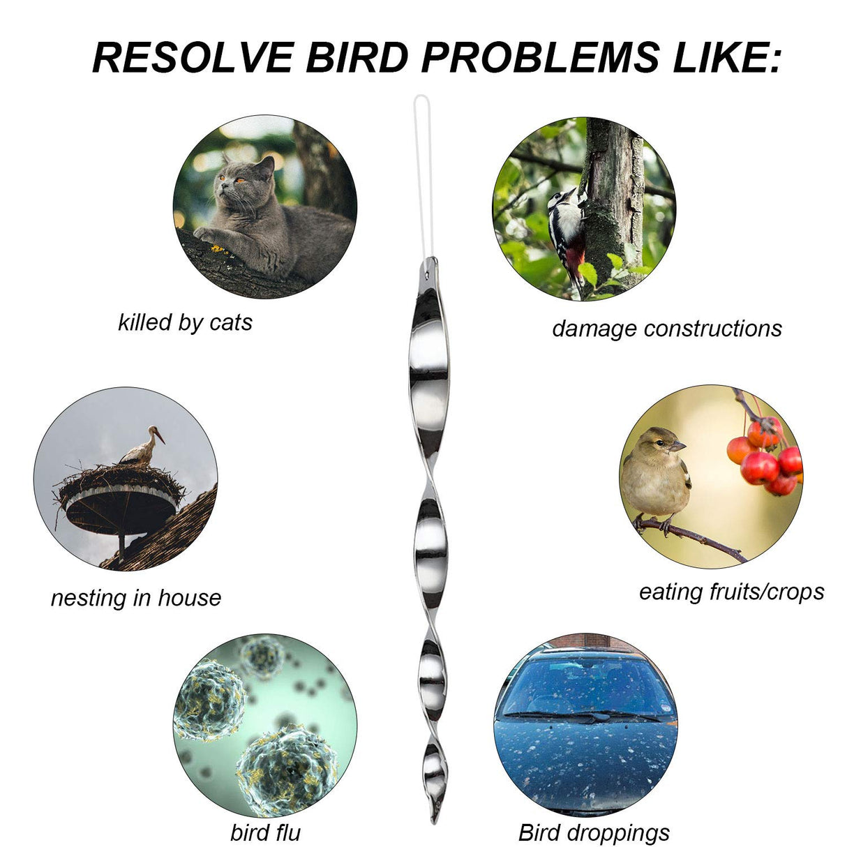 Besmon Woodpecker Bird Scare Devices,Reflective Scare Rods Control Device to Keep Birds Away from Patio Pool(Christmas Reflective Strip Hanging Home as Decoration) (30PCS)