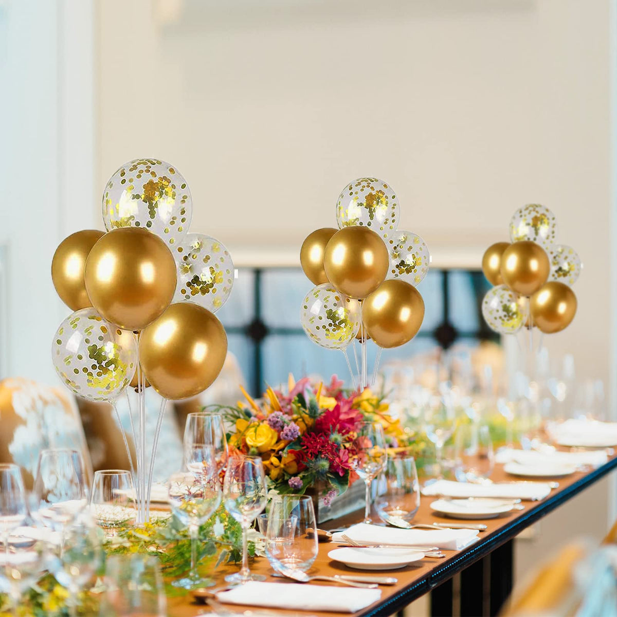 ROYUYE 10 Sets of Balloon Stands for Table Balloon Stand Allowing Balloons To Float Without Helium Tank Balloon Holder Decorations for Birthday Party Wedding Festival Christmas