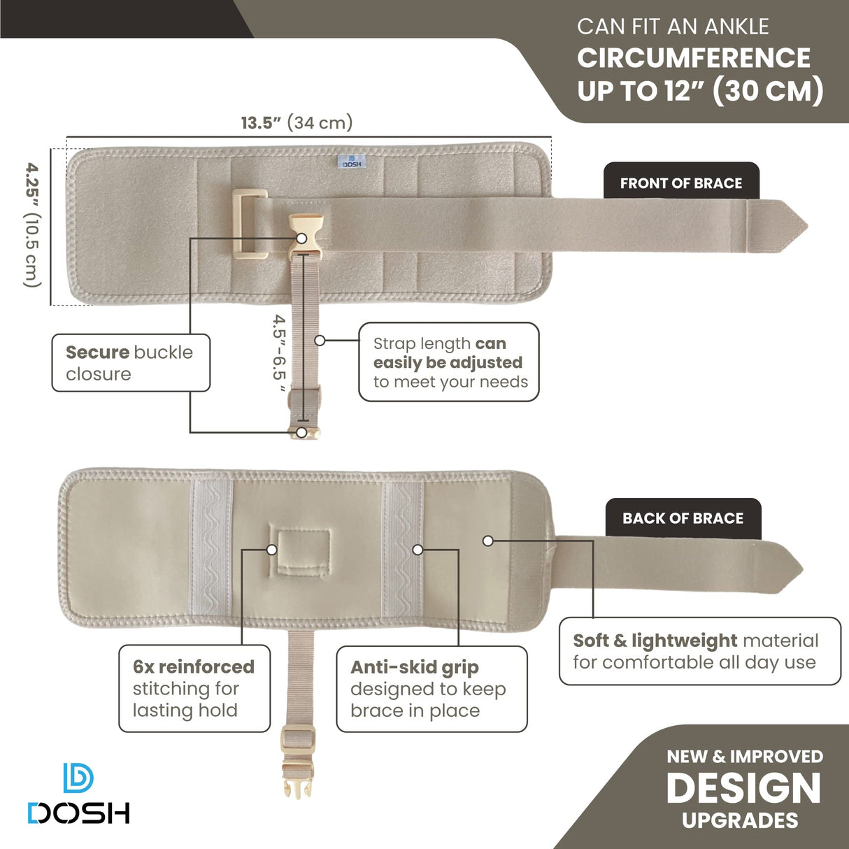 Dosh AFO Foot Drop Brace - Drop Foot Brace for Walking - AFO - Unisex (Beige)