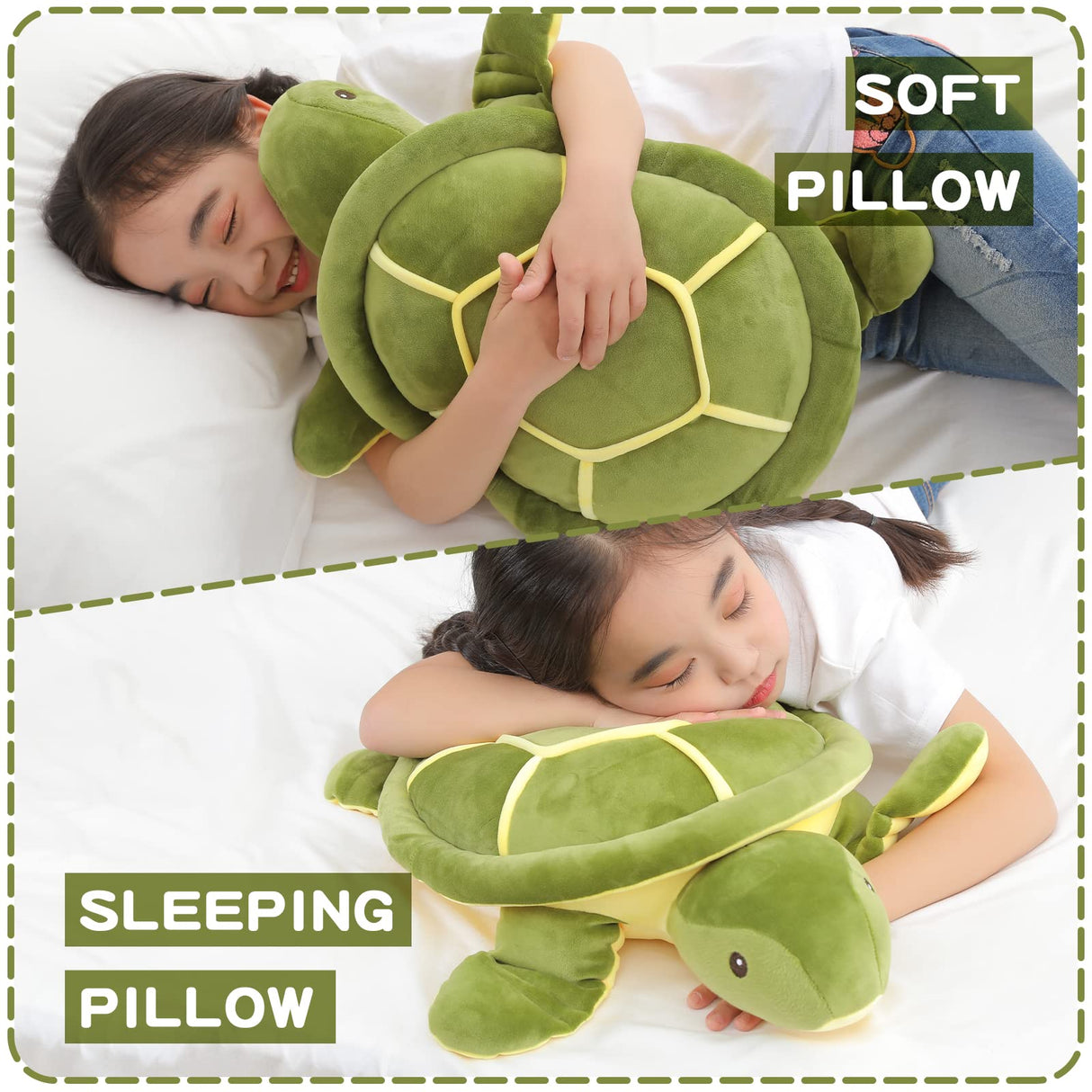 Dalmao 20 Inch Green Sea Turtle Stuffed Animals Soft Plush Toys Body Pillows Ocean Turtle Plushies, Gifts for Boys, Girls, Girlfriend, Birthday, Halloween, Christmas