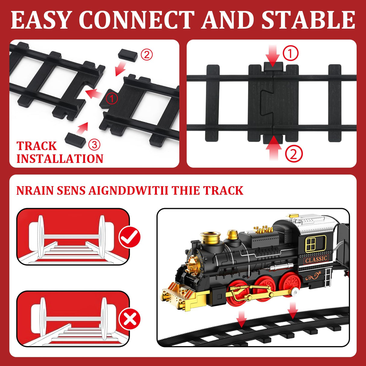 Train Set Train Toys for Boys with Smokes, Lights and Sound (ON/Off), Train Set Under Christmas Tree, Toddler Model Trains for 3 4 5 6 7 8+ Years Old Kids Gifts