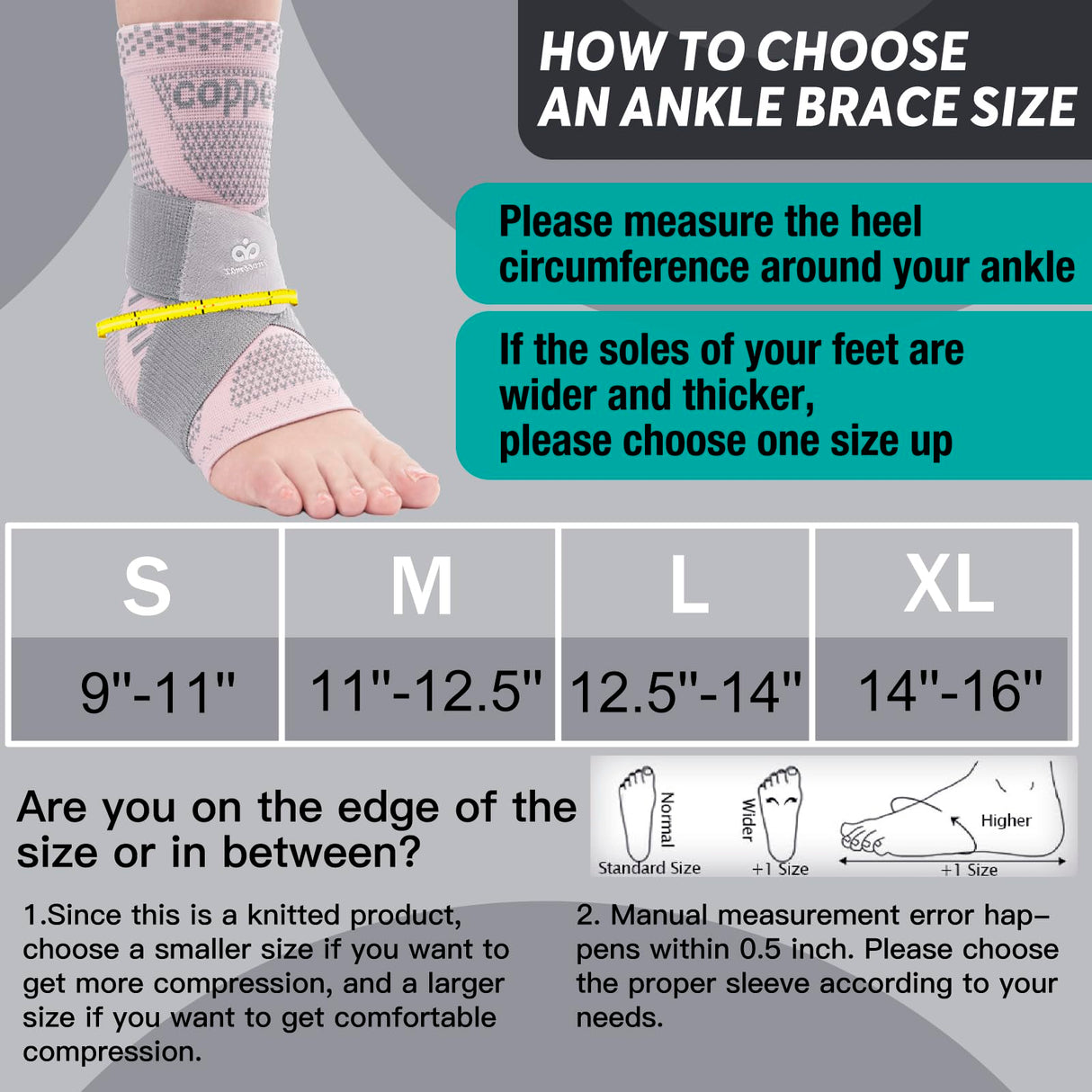 INDEEMAX Ankle Brace for Sprained Ankle Compression Sleeve, 2 Pack Copper Infused Ankle Support Brace for Women & Men, Plantar Fasciitis Relief Achilles Tendonitis, Sports Running, Pink Silver, L