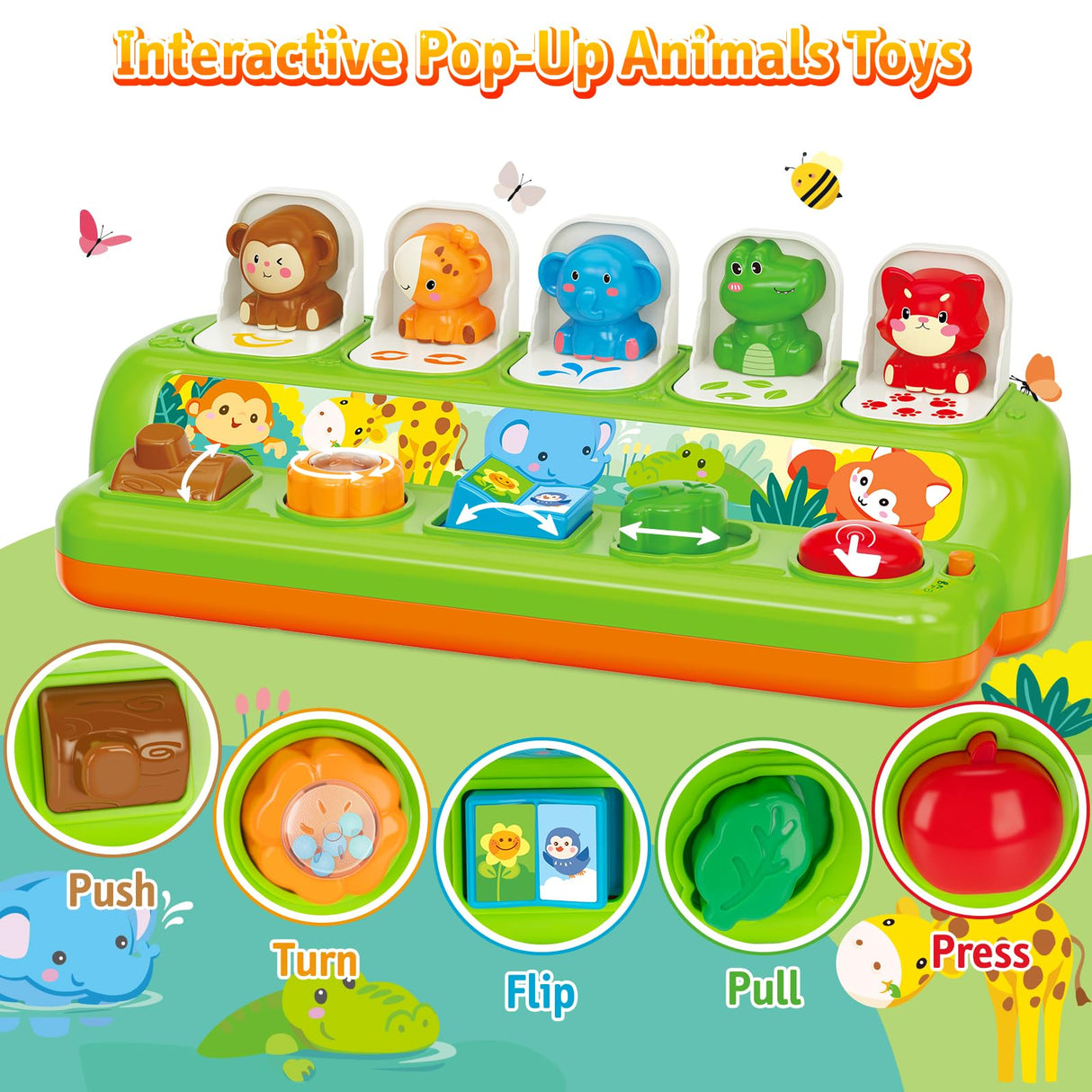 Duchong Pop Up Toys for 1 Year Old Boy Girls, Interactive Cause and Effect Learning Toys with Music & Light for Baby 6 7 8 9 10 11 12 Months, Christmas Birthday 1st Gifts for Toddlers