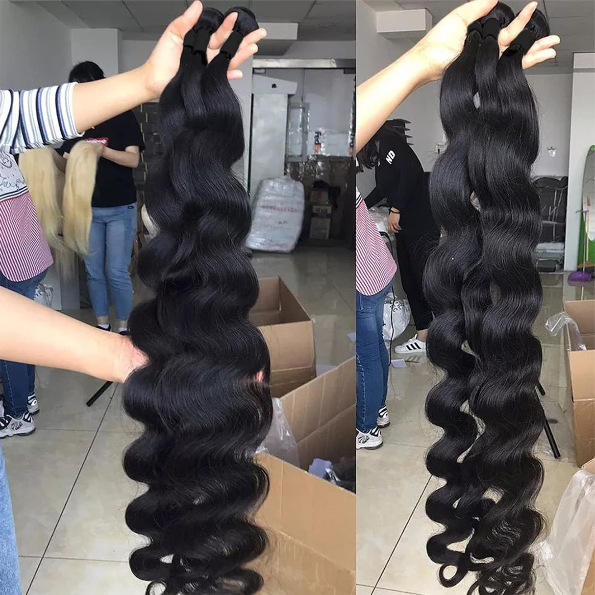 Body Wave Bundles Human Hair 26 28 30 Inch 100% Unprocessed Human Hair Bundles 12A Brazilian Virgin Hair Weave Body Wave 3 Pieces Natural Black Color 300G