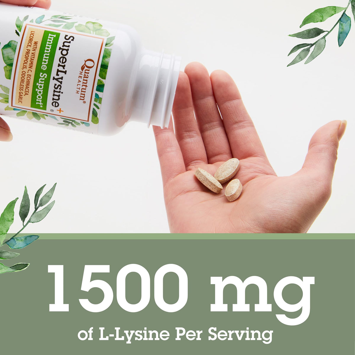 Quantum Health SuperLysine+ 1500mg L-lysine Immune Support 180 Tablets