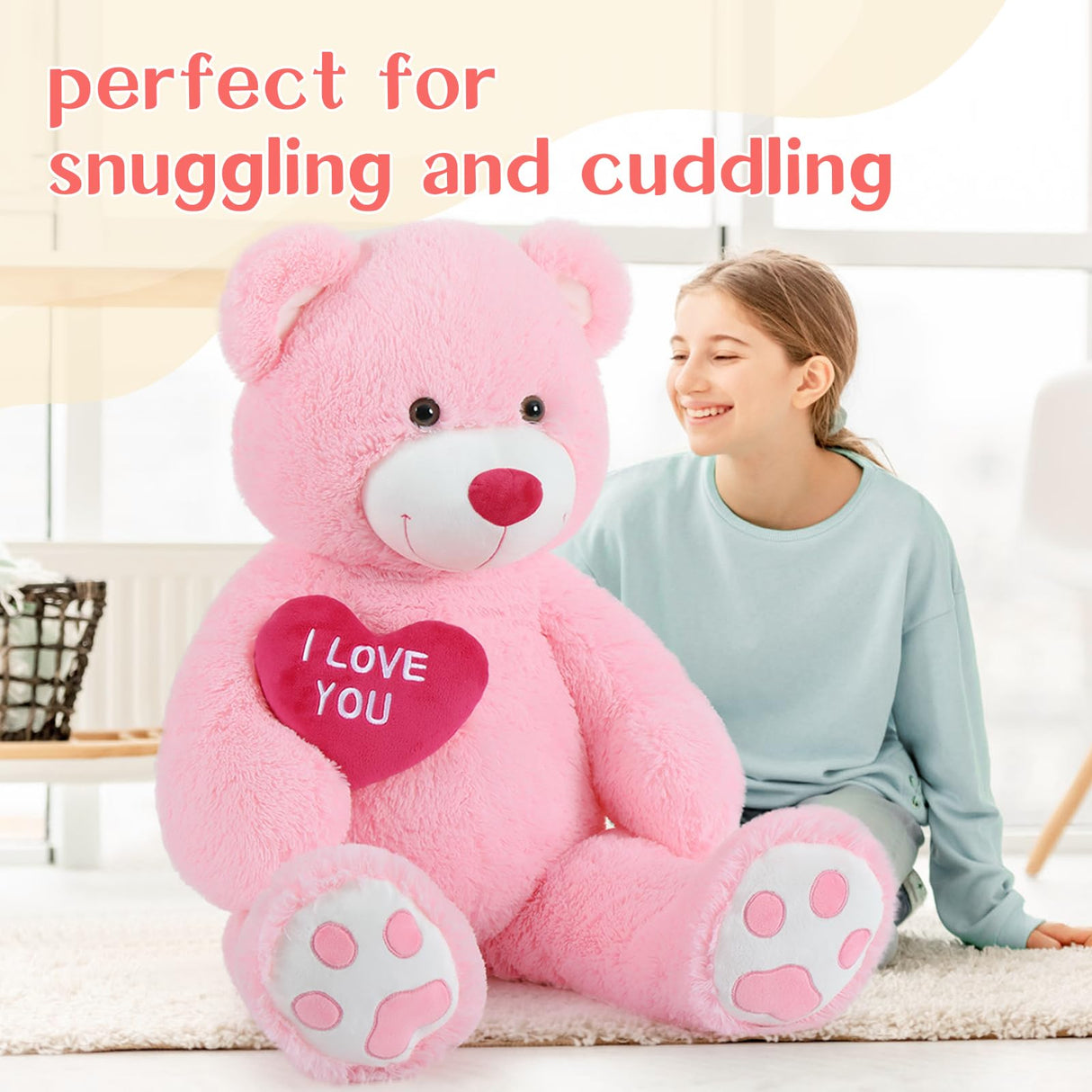 BENINY Giant Teddy Bear 52" - Big Stuffed Animal with Heart - Large I Love You Teddy Bear Plush Toys for Kid Christmas Birthday - Valentines Bear Gift for Girlfriend Wedding