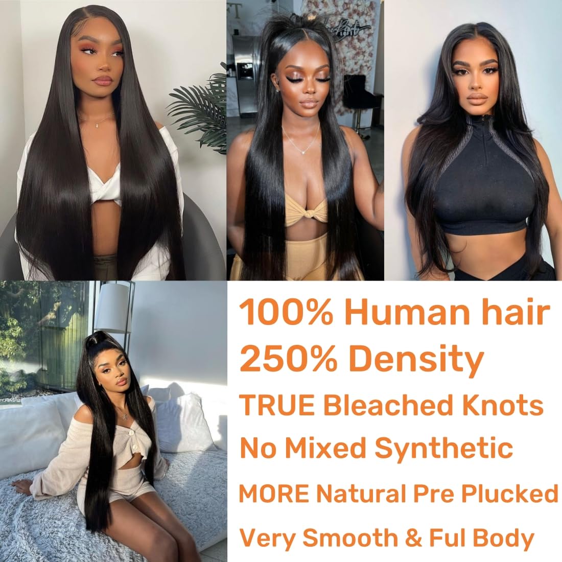 250% Density HD Lace Front Wigs Human Hair 28 inch 13x4 Straight Lace Front Wigs Human Hair pre plucked Bleached Knots Transparent Lace Frontal Wig for Women (250% Density Straight Wigs, 28inch)