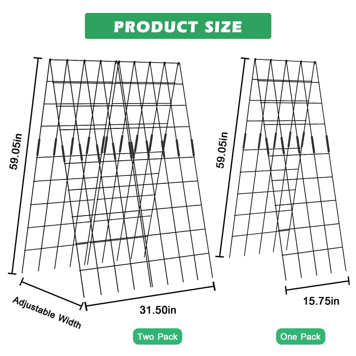 DoCred 59" H Cucumber Trellis, 2 Pack Foldable A Frame Garden Trellis