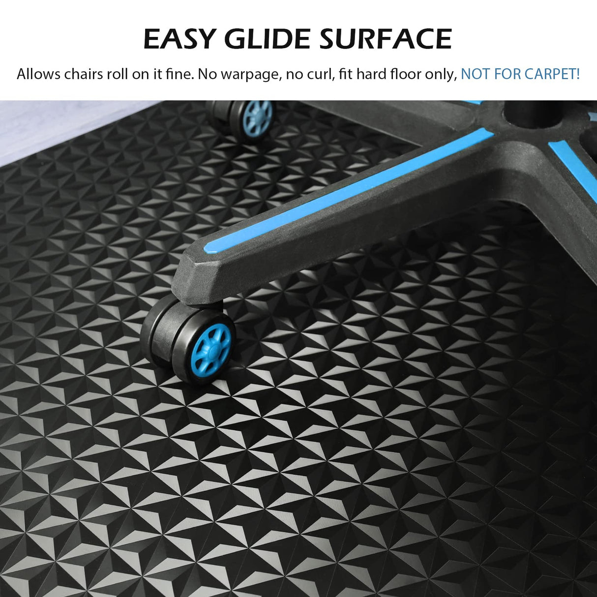 SALLOUS Chair Mat for Hard Floor, 47" x 36" Vinyl Gaming Chair Mat for Hard Surface, Multi-Purpose Hard Floor Protector Desk Chair Mat for Home Office (Black)