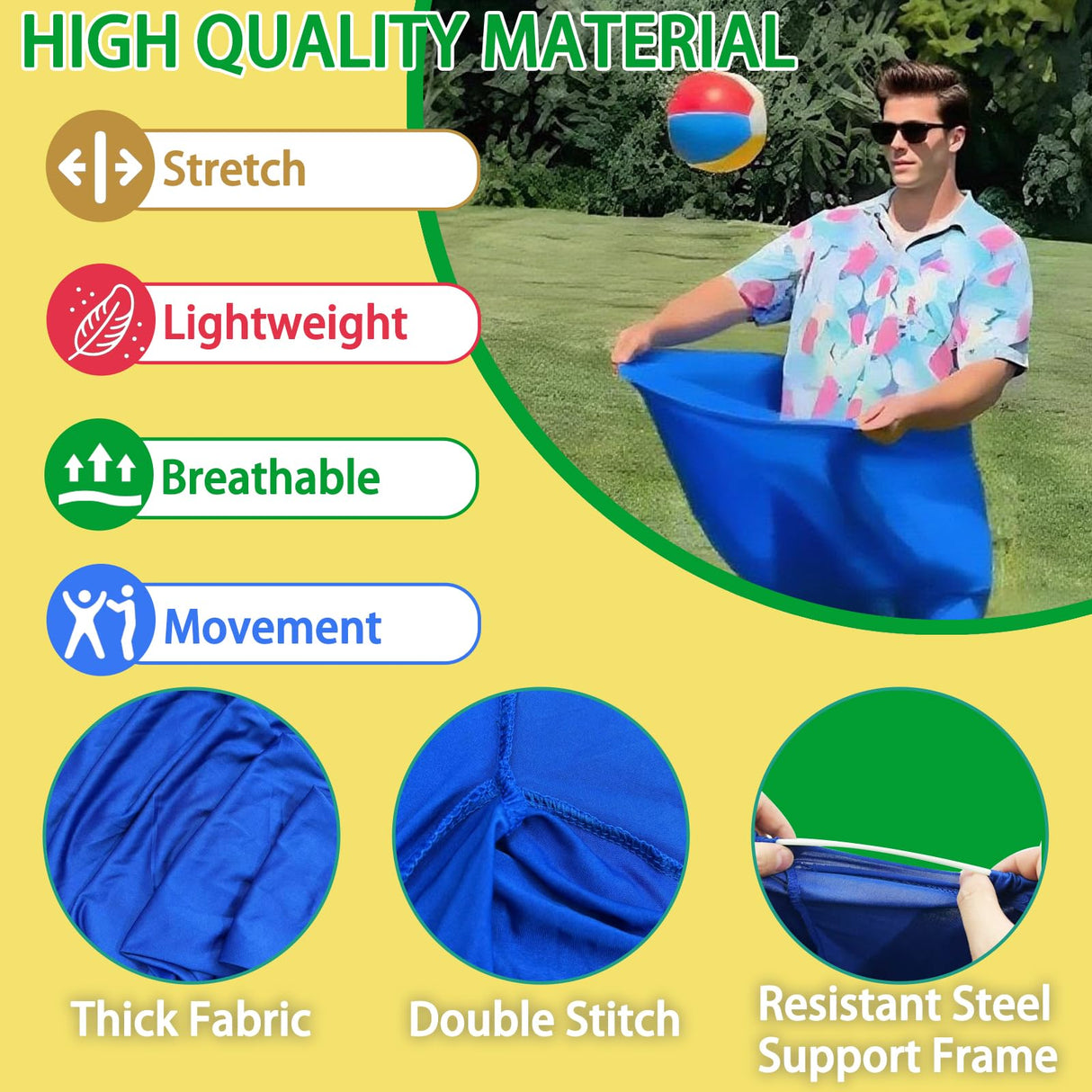 lipmo Granny Pants Outdoor Game, 2 Pack Granny Pants Yard Game for Adults and Family, Giant Outdoor Games with 8 Bouncy Balls for Party Backyard Lawn Christmas Family Reunion Games - Blue & Pink