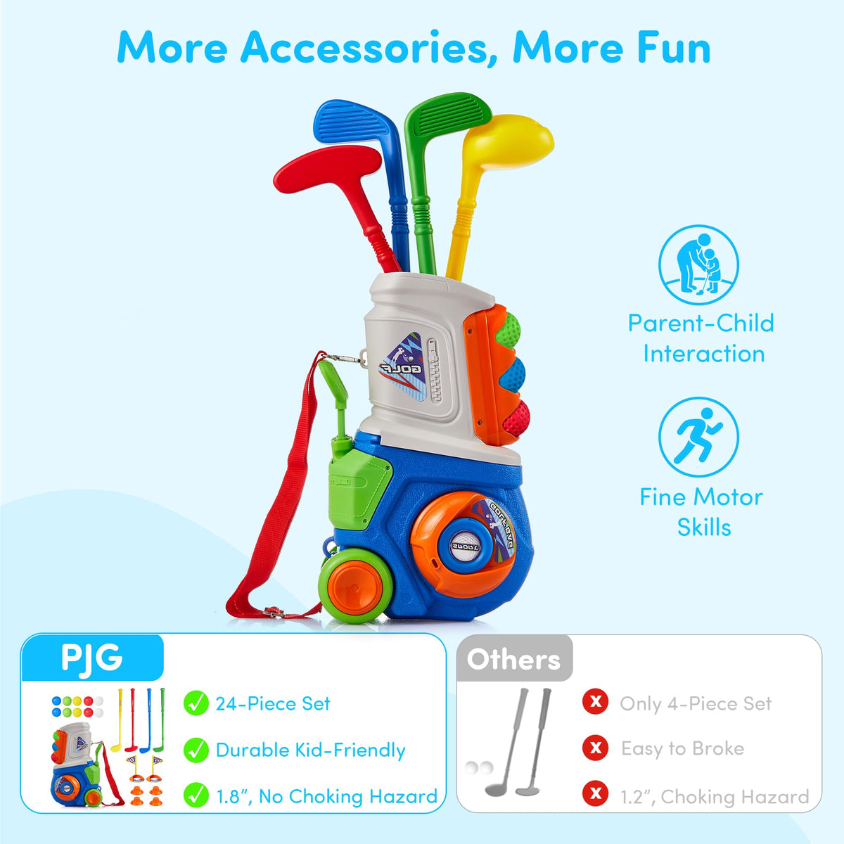PJG 22 Pcs Toddler Golf Clubs Set, Kids Golf Toys, Birthday Gift Boys Girls