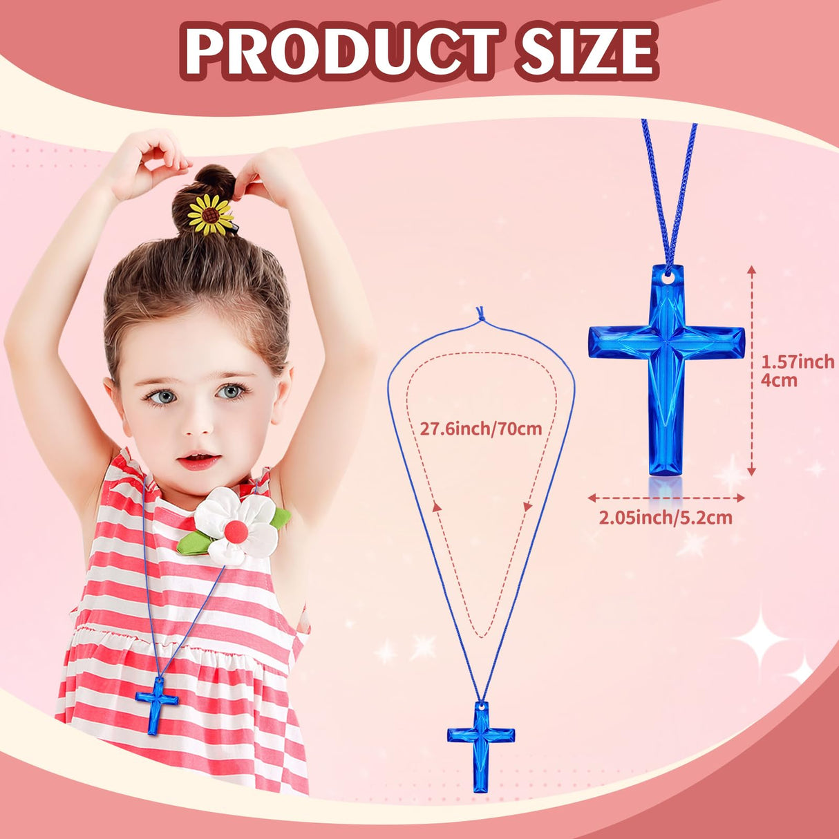 XIPENGKEJI 256 Pcs Crystal Cross Necklace, Plastic Cross Necklace Christian Gift Bulk Religious Party Favors Toy for Sunday School Church Easter Vacation Bible School Operation Christmas, 8 Colors
