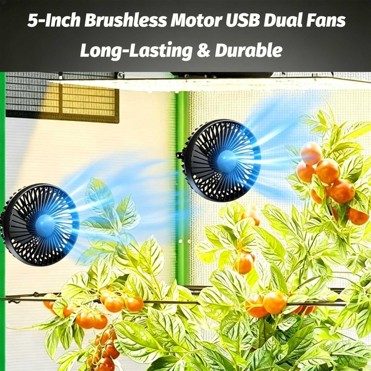 Brioeua 5" Grow Tent Fan, Smart Plug Remote & Timing, 3-Speed Quiet Airflow, Brushless Motor, Adjustable Clamp, 8 Ft Power Adapter for Hydroponics Cooling Ventilation Grow Tent Dual Clip Fans