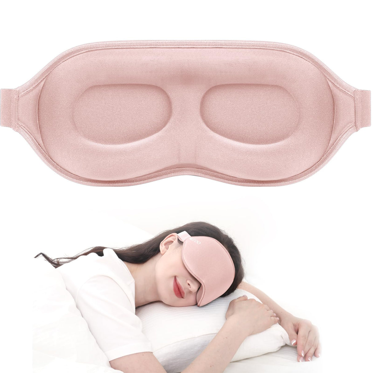 MZOO Luxury Sleep Mask for Back, Side Sleeper, Complete Light Blocking Sleeping Eye Mask Night Blindfold, 3D Zero Pressure & Spacious for Lash Extensions, Breathable Soft Eye Cover Flight Nap Travel
