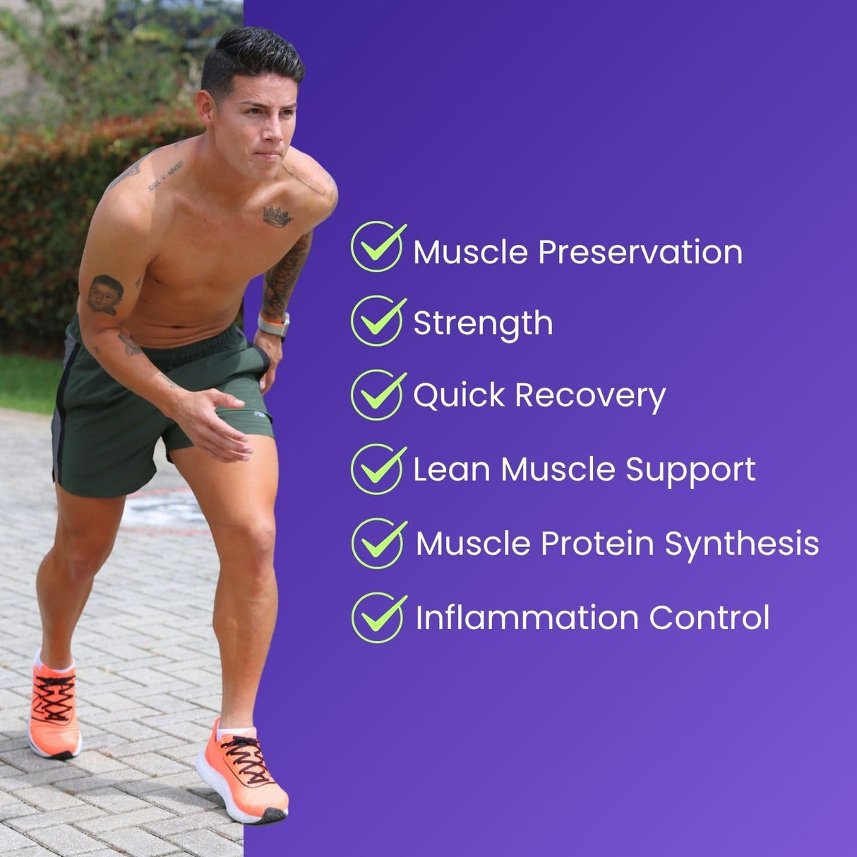 Creatine Monohydrate Powder - Omega 3, HMB, Watermelon Flavor - High Absorption for Men & Women - Supports Energy & Muscle Repair - Founded by James Rodriguez - 30 Servings.