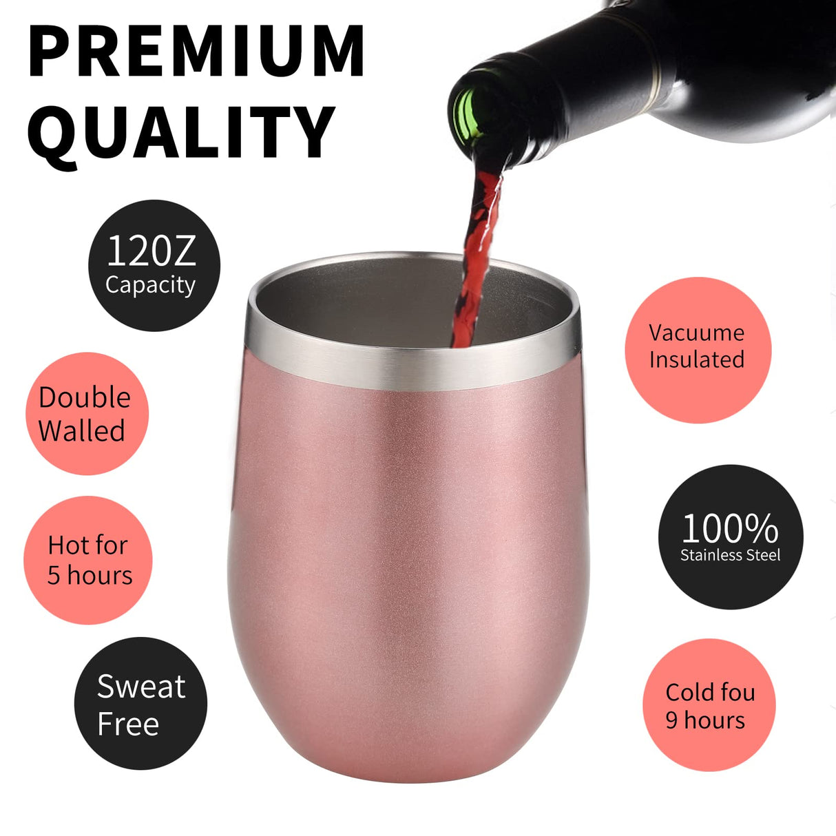 12oz/4 Pack Wine Tumbler Glasses with Lid Stemless Double Wall Vacuum Stainless Steel Travel Tumbler Keeping Cold & Hot for Wine,Coffee,Cocktails,Christmas Drinks-Family and Gifts(Multi color-bright)