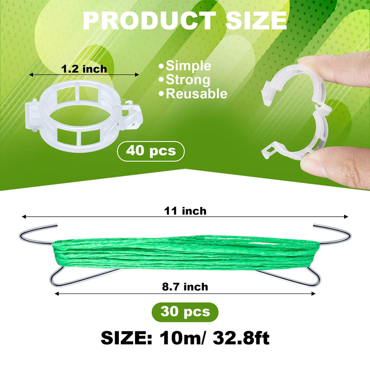 HFXXAD 70Pcs Tomato Hooks with String, Tomato Support Hooks, Tomato Holder Hooks & Plant Support Clips with 33.3ft Twine to Prevent Tomatoes from Pinching or Falling Off